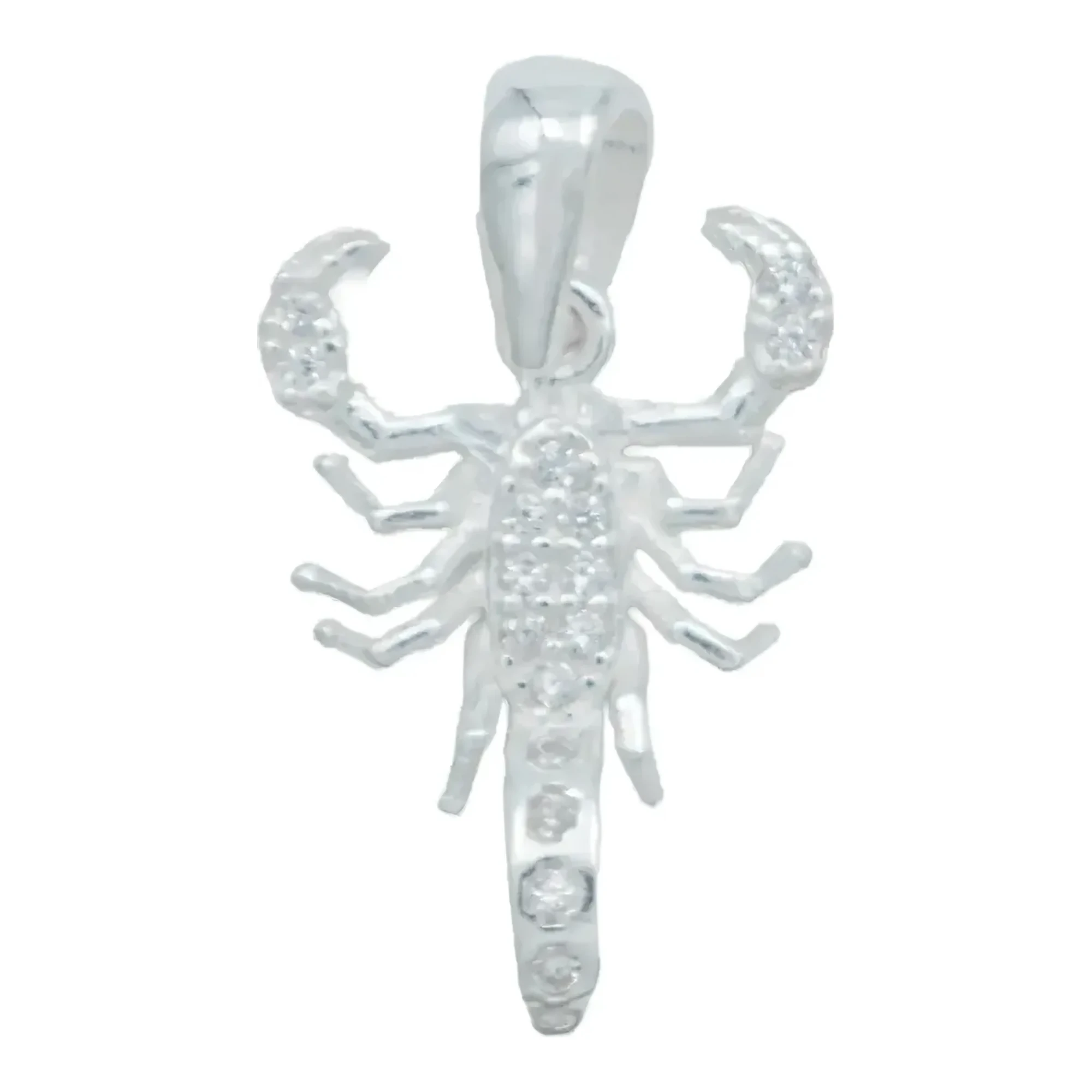 Dije de Plata Ley .925 Alacrán con Zirconia Transparente. Joyería con formas orgánicas, significado místico y detalles únicos