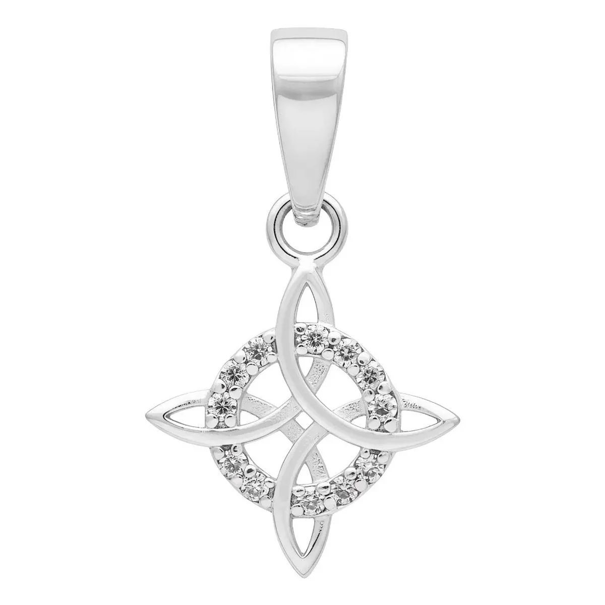 Dije Nudo Bruja Plata Ley .925 con Zirconia Transparente, diseño místico. Amuleto de protección, joyería artesanal mexicana,