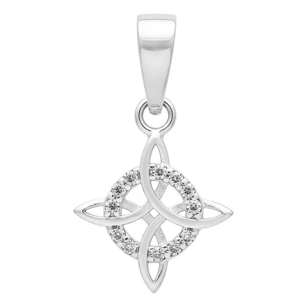 Dije Plata Ley .925 Nudo de Bruja con Zirconia Transparente - Imagen 1