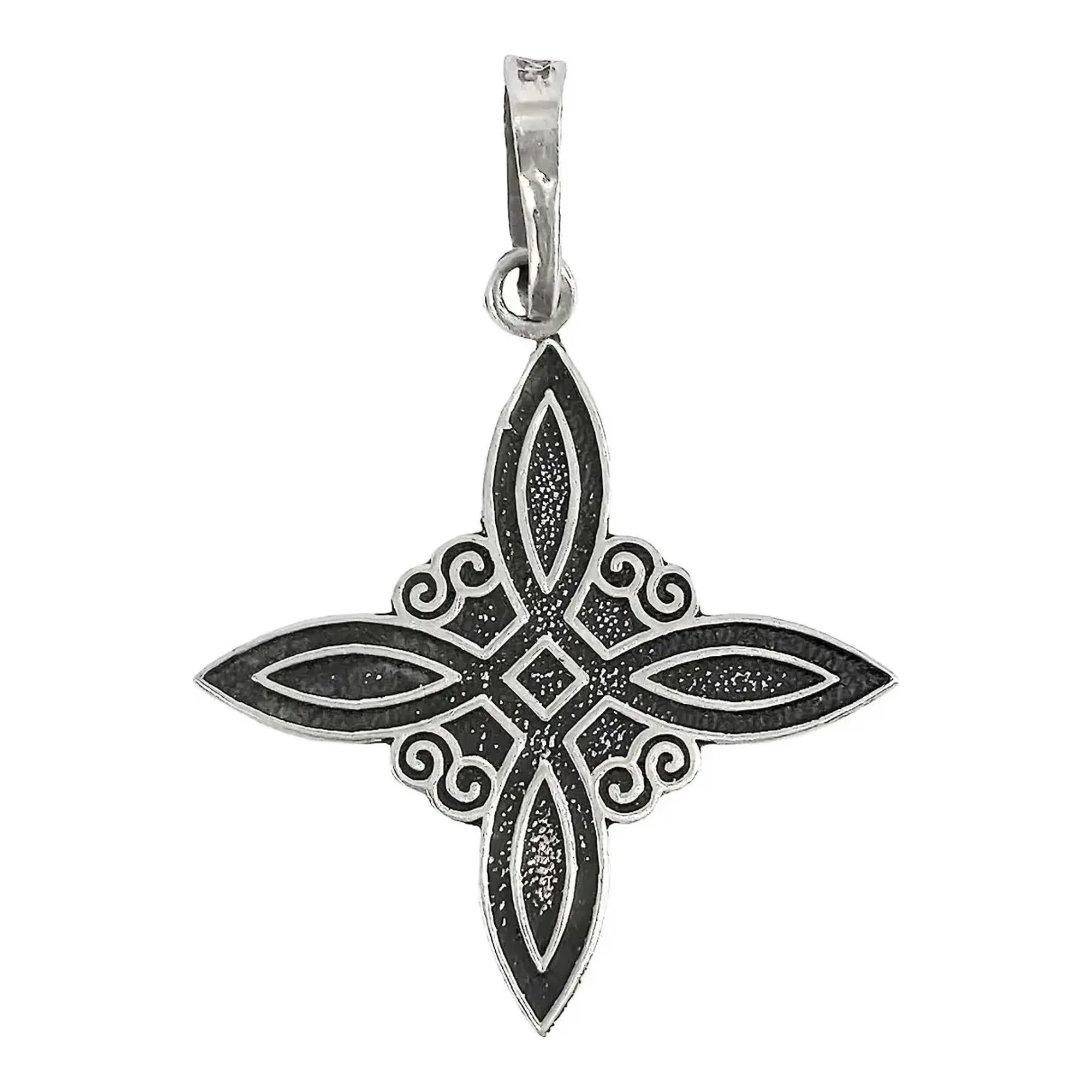 Dije nudo de bruja plata .925 nacional acabado artesanal pavonado amuleto místico protección talismán wicca cuatro puntas