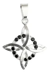 Dije Plata Ley 925 Nudo de Bruja Plano con Zirconia Negra - Imagen 1