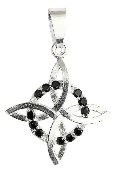Dije Plata Ley 925 Nudo de Bruja Plano con Zirconia Negra - Imagen 1