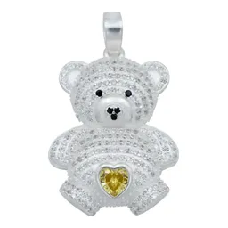 Dije Plata Ley 925 Osito Corazón con Zirconia Amarilla - Imagen 1