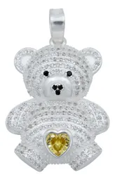 Dije Plata Ley 925 Osito Corazón con Zirconia Amarilla - Imagen 1