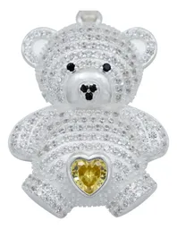 Dije Plata Ley 925 Osito Corazón con Zirconia Amarilla - Imagen 2