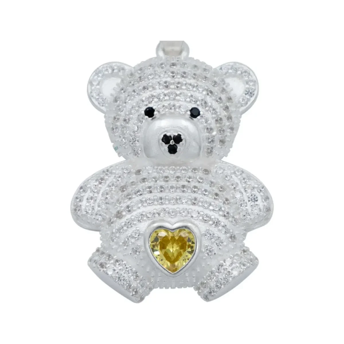 Dije Plata Ley 925 Osito Corazón con Zirconia Amarilla - Imagen 2