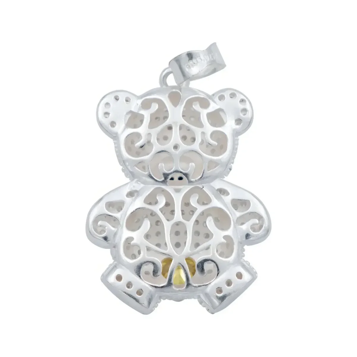 Dije Plata Ley 925 Osito Corazón con Zirconia Amarilla - Imagen 3