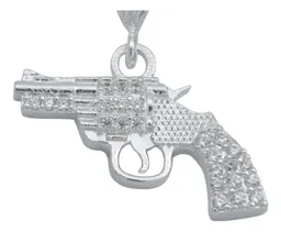 Dije Plata Ley 925 Pistola Revólver con Zirconia Cúbica - Imagen 2
