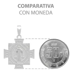 Dije Plata Ley .925 San Benito Cruz Cuadrada Doble Vista - Imagen 8