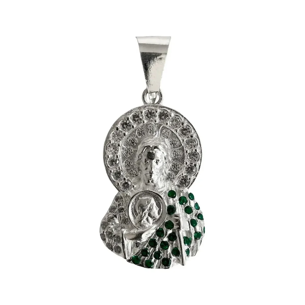 Dije San Judas Tadeo plata ley .925 con zirconia, joyería de protección, colgante san judas tadeo, medalla san judas estudian