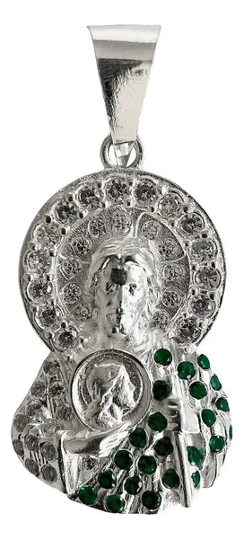 Dije Plata Ley .925 San Judas Tadeo con Zirconia - Imagen 1