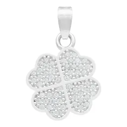 Dije Plata Ley .925 Trébol Cuatro Hojas con Zirconia - Imagen 1