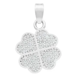 Dije Plata Ley .925 Trébol Cuatro Hojas con Zirconia - Imagen 1