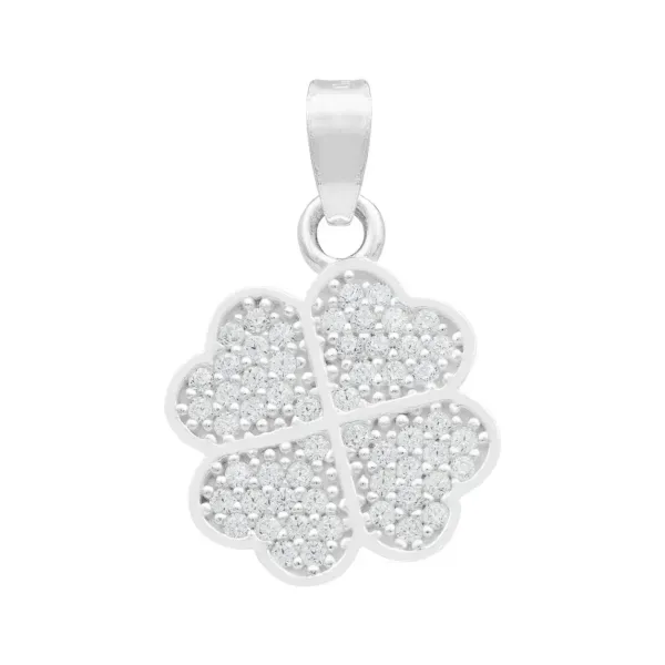 Dije Plata Ley .925 Trébol Cuatro Hojas con Zirconia - Imagen 1