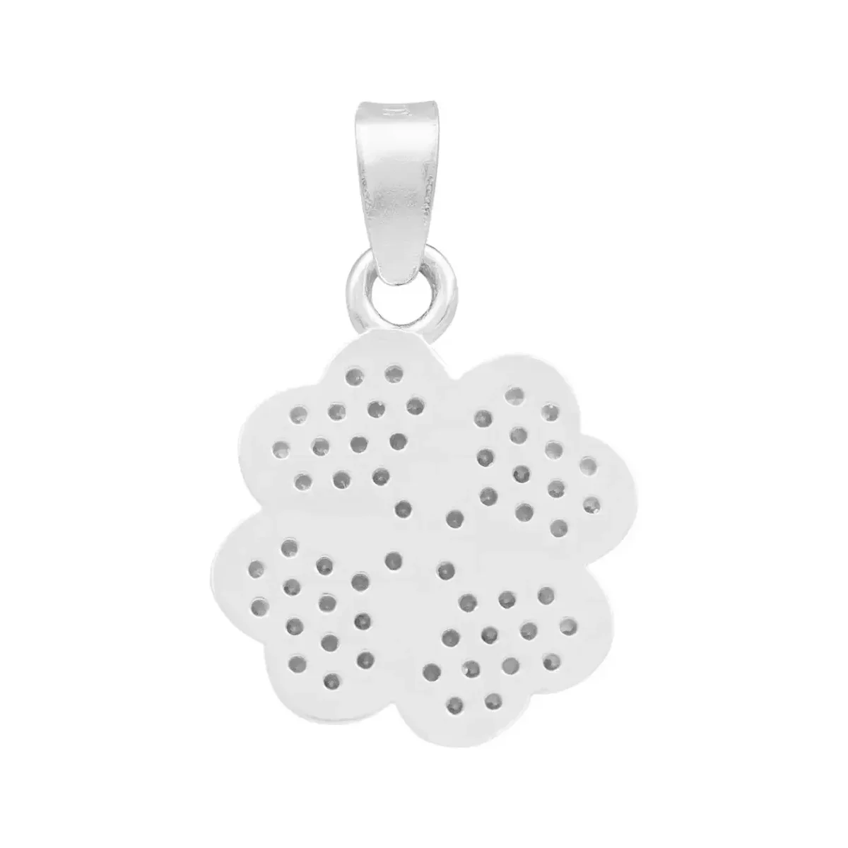 Dije Plata Ley .925 Trébol Cuatro Hojas con Zirconia - Imagen 2