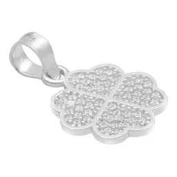 Dije Plata Ley .925 Trébol Cuatro Hojas con Zirconia - Imagen 3