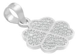 Dije Plata Ley .925 Trébol Cuatro Hojas con Zirconia - Imagen 3