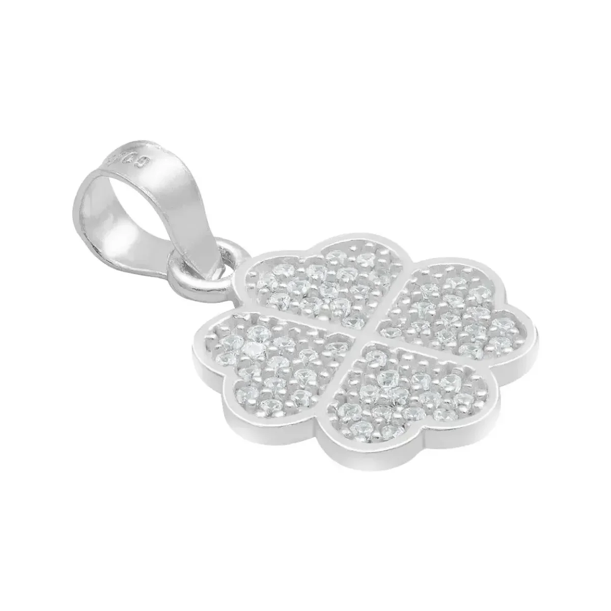 Dije Plata Ley .925 Trébol Cuatro Hojas con Zirconia - Imagen 3