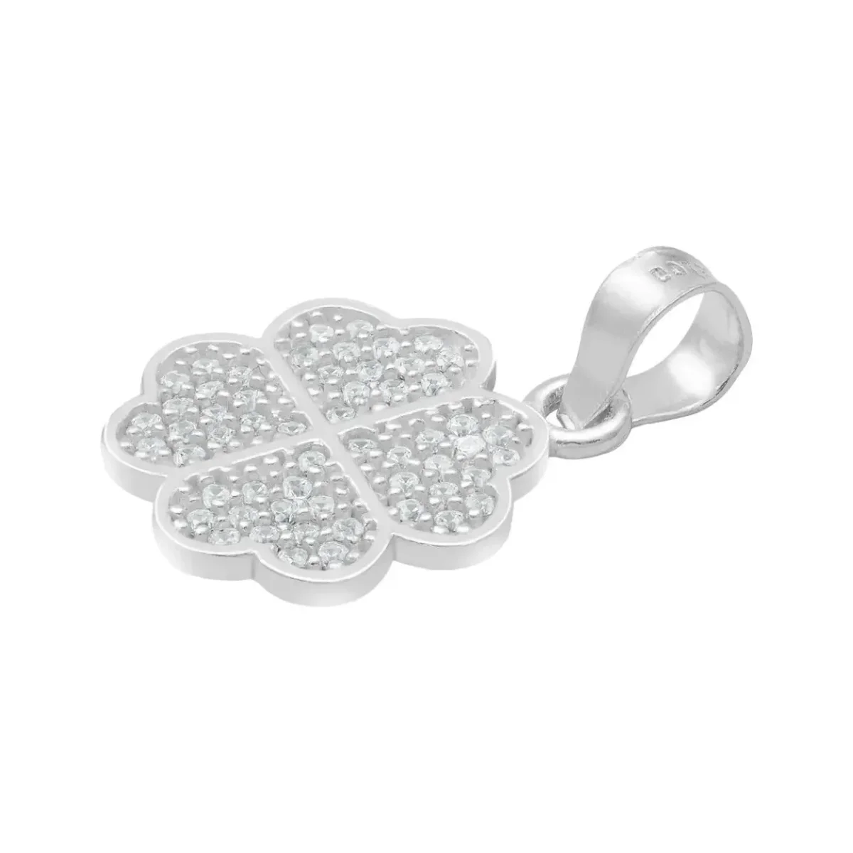 Dije Plata Ley .925 Trébol Cuatro Hojas con Zirconia - Imagen 4