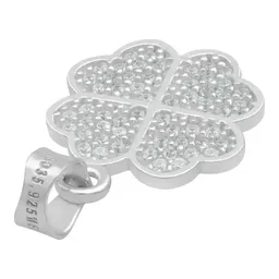 Dije Plata Ley .925 Trébol Cuatro Hojas con Zirconia - Imagen 5