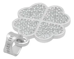 Dije Plata Ley .925 Trébol Cuatro Hojas con Zirconia - Imagen 5