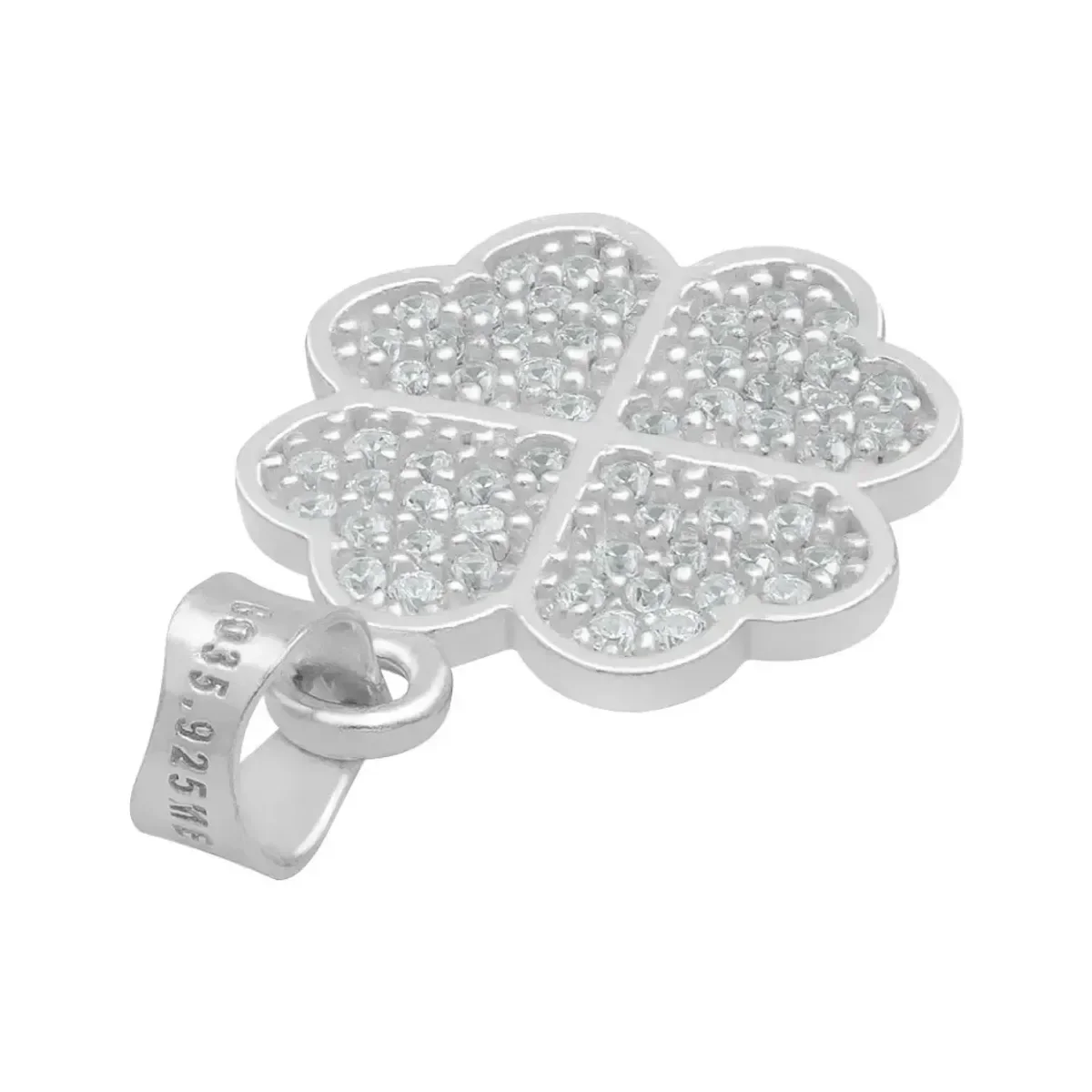 Dije Plata Ley .925 Trébol Cuatro Hojas con Zirconia - Imagen 5