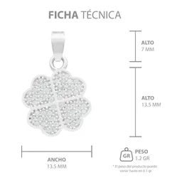 Dije Plata Ley .925 Trébol Cuatro Hojas con Zirconia - Imagen 7