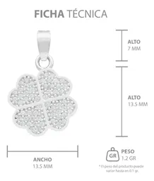 Dije Plata Ley .925 Trébol Cuatro Hojas con Zirconia - Imagen 7