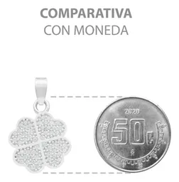 Dije Plata Ley .925 Trébol Cuatro Hojas con Zirconia - Imagen 8