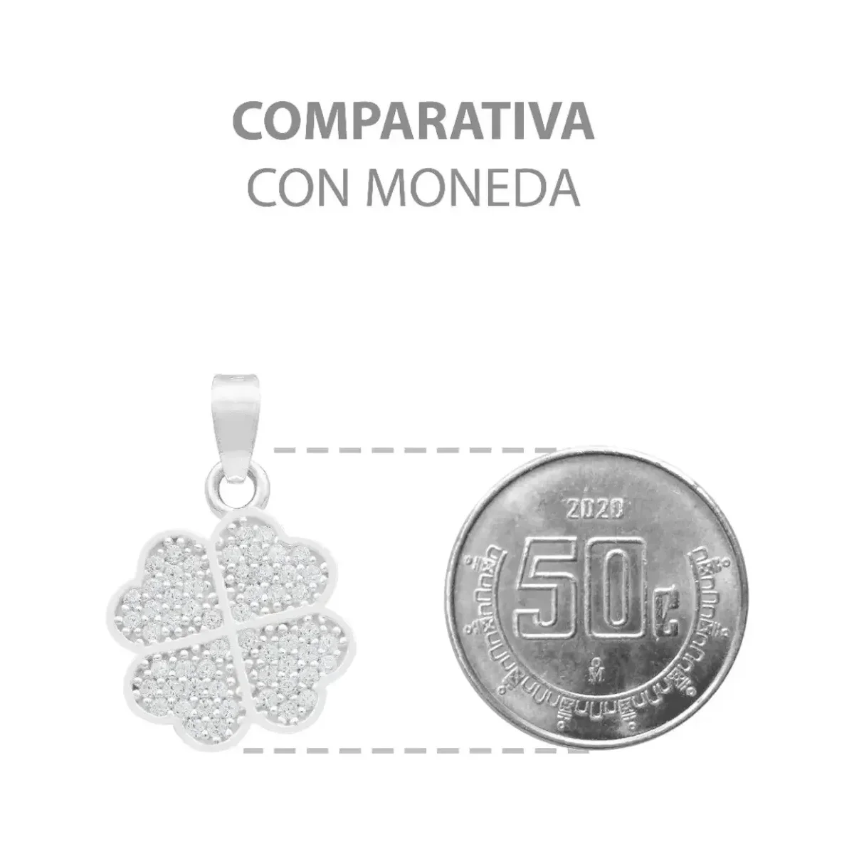 Dije Plata Ley .925 Trébol Cuatro Hojas con Zirconia - Imagen 8