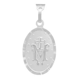 Dije Plata Ley 925 Virgen Milagrosa Doble Vista Diamantada Mate - Imagen 2