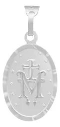 Dije Plata Ley 925 Virgen Milagrosa Doble Vista Diamantada Mate - Imagen 2