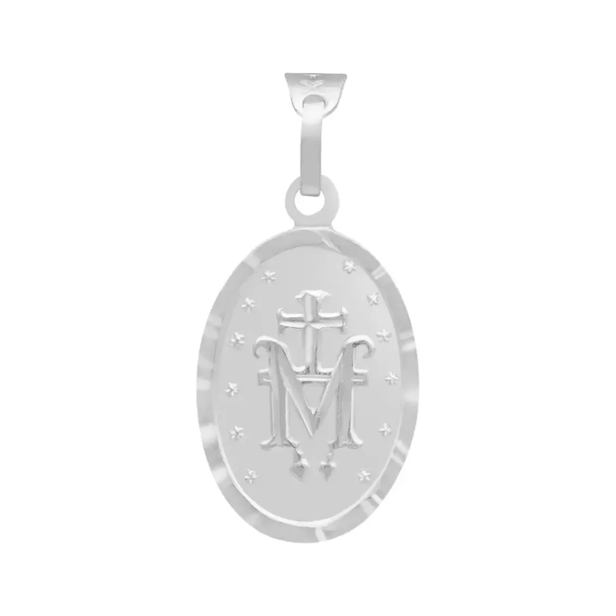 Dije Plata Ley 925 Virgen Milagrosa Doble Vista Diamantada Mate - Imagen 2