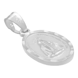 Dije Plata Ley 925 Virgen Milagrosa Doble Vista Diamantada Mate - Imagen 3
