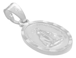 Dije Plata Ley 925 Virgen Milagrosa Doble Vista Diamantada Mate - Imagen 3