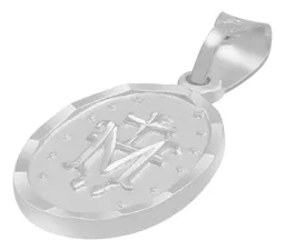 Dije Plata Ley 925 Virgen Milagrosa Doble Vista Diamantada Mate - Imagen 4