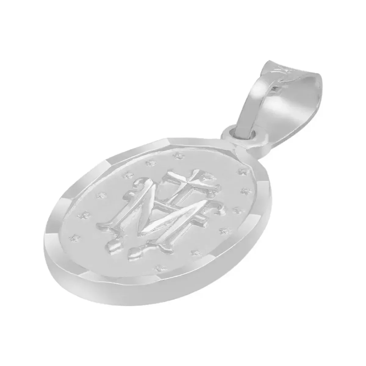 Dije Plata Ley 925 Virgen Milagrosa Doble Vista Diamantada Mate - Imagen 4
