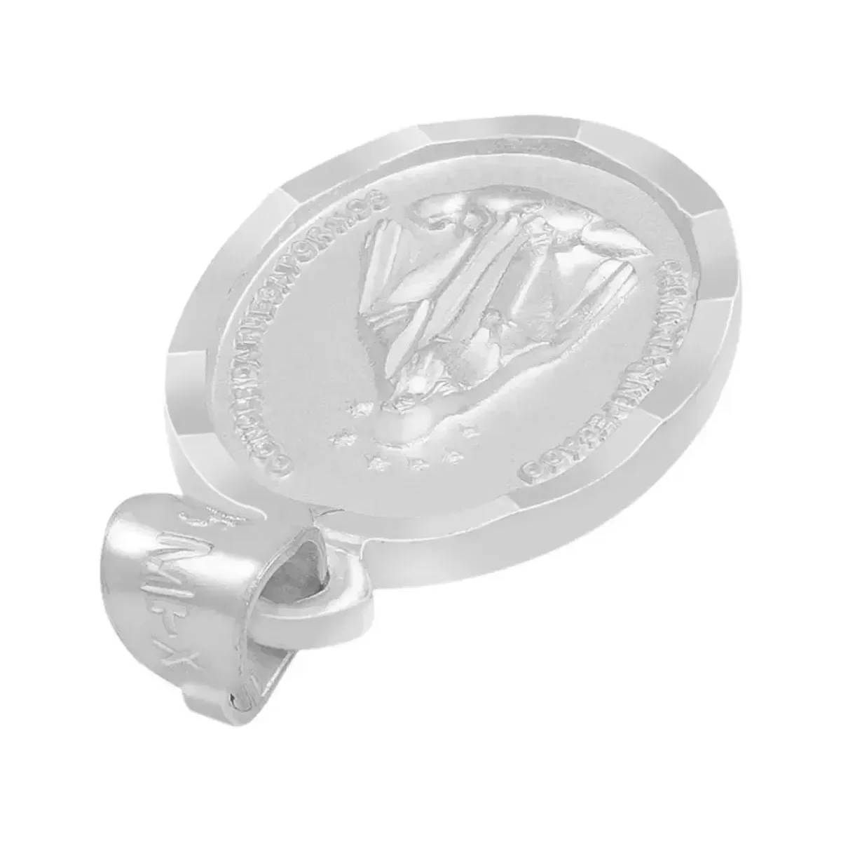 Dije Plata Ley 925 Virgen Milagrosa Doble Vista Diamantada Mate - Imagen 5