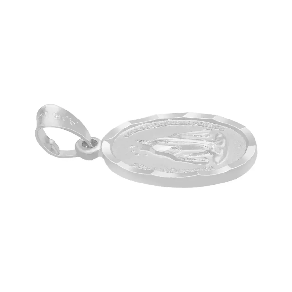 Dije Plata Ley 925 Virgen Milagrosa Doble Vista Diamantada Mate - Imagen 6
