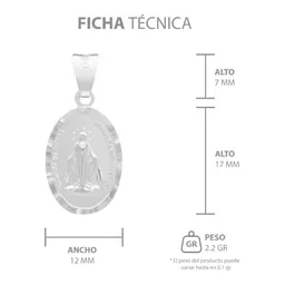 Dije Plata Ley 925 Virgen Milagrosa Doble Vista Diamantada Mate - Imagen 7