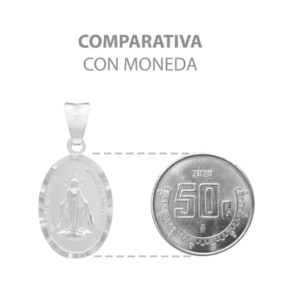 Dije Plata Ley 925 Virgen Milagrosa Doble Vista Diamantada Mate - Imagen 9