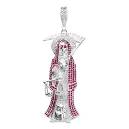Dije Plata Ley 925 Zirconia Fucsia Gota Moderna Elegante - Imagen 1