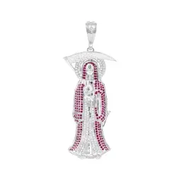 Dije Plata Ley 925 Zirconia Fucsia Gota Moderna Elegante - Imagen 2