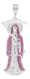 Dije Plata Ley 925 Zirconia Fucsia Gota Moderna Elegante - Imagen 2