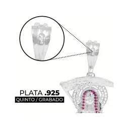 Dije Plata Ley 925 Zirconia Fucsia Gota Moderna Elegante - Imagen 3