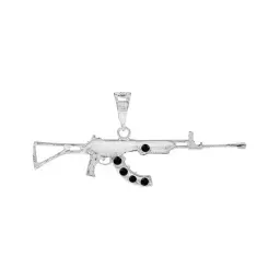 Dije Rifle AK-47 Plata Ley 925 con Zirconia Negra - Imagen 2