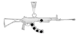 Dije Rifle AK-47 Plata Ley 925 con Zirconia Negra - Imagen 2
