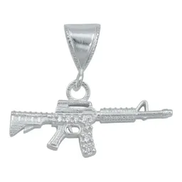 Dije Rifle M16 Plata 925 Zirconia Transparente para Hombre - Imagen 1