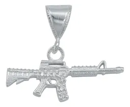 Dije Rifle M16 Plata 925 Zirconia Transparente para Hombre - Imagen 1