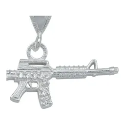 Dije Rifle M16 Plata 925 Zirconia Transparente para Hombre - Imagen 2